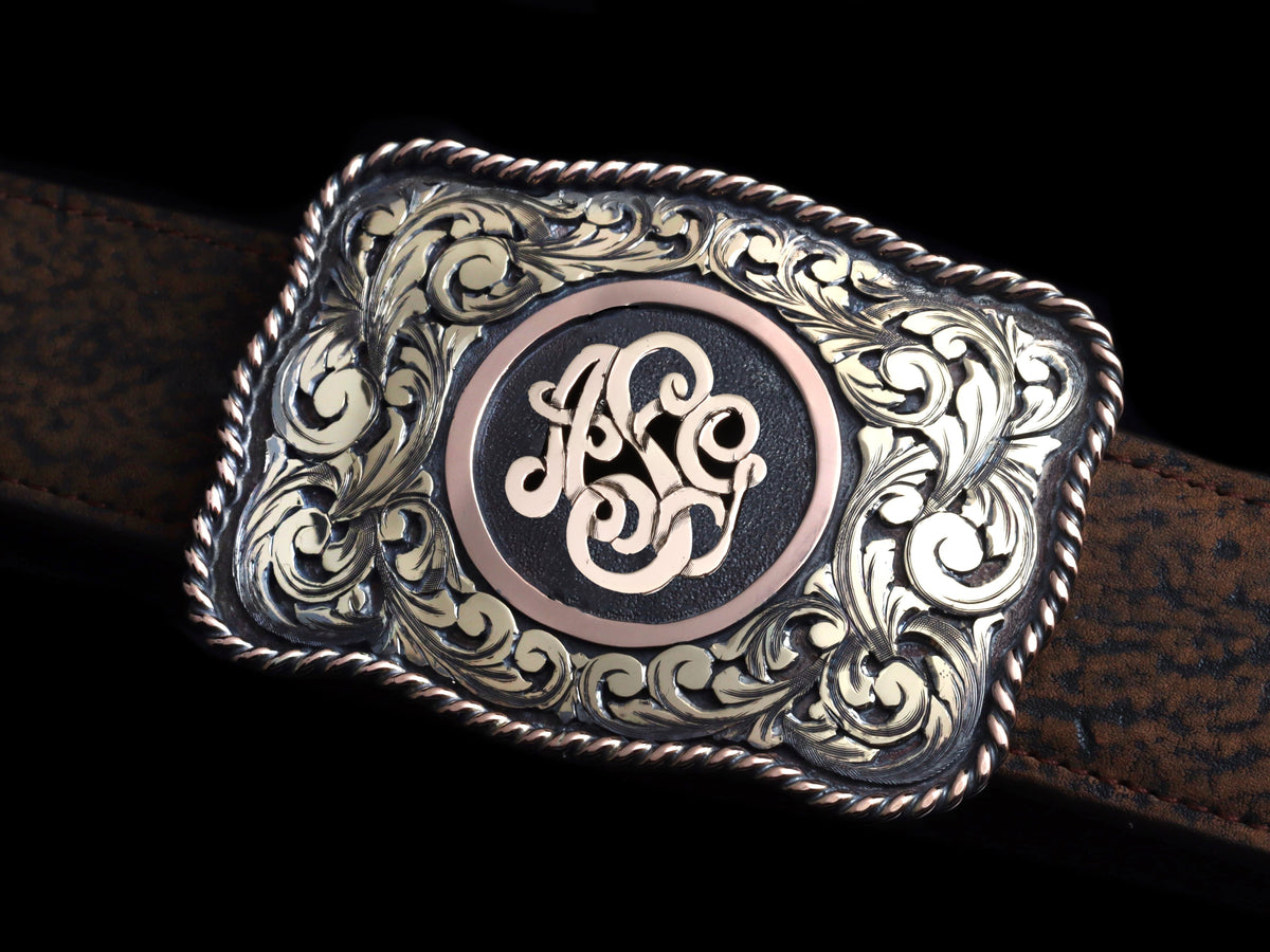 Comstock Heritage New Orleans Engraved Buckle | 14K Gold Monogram Belt Buckle 1.5 / All 14K Yellow Gold